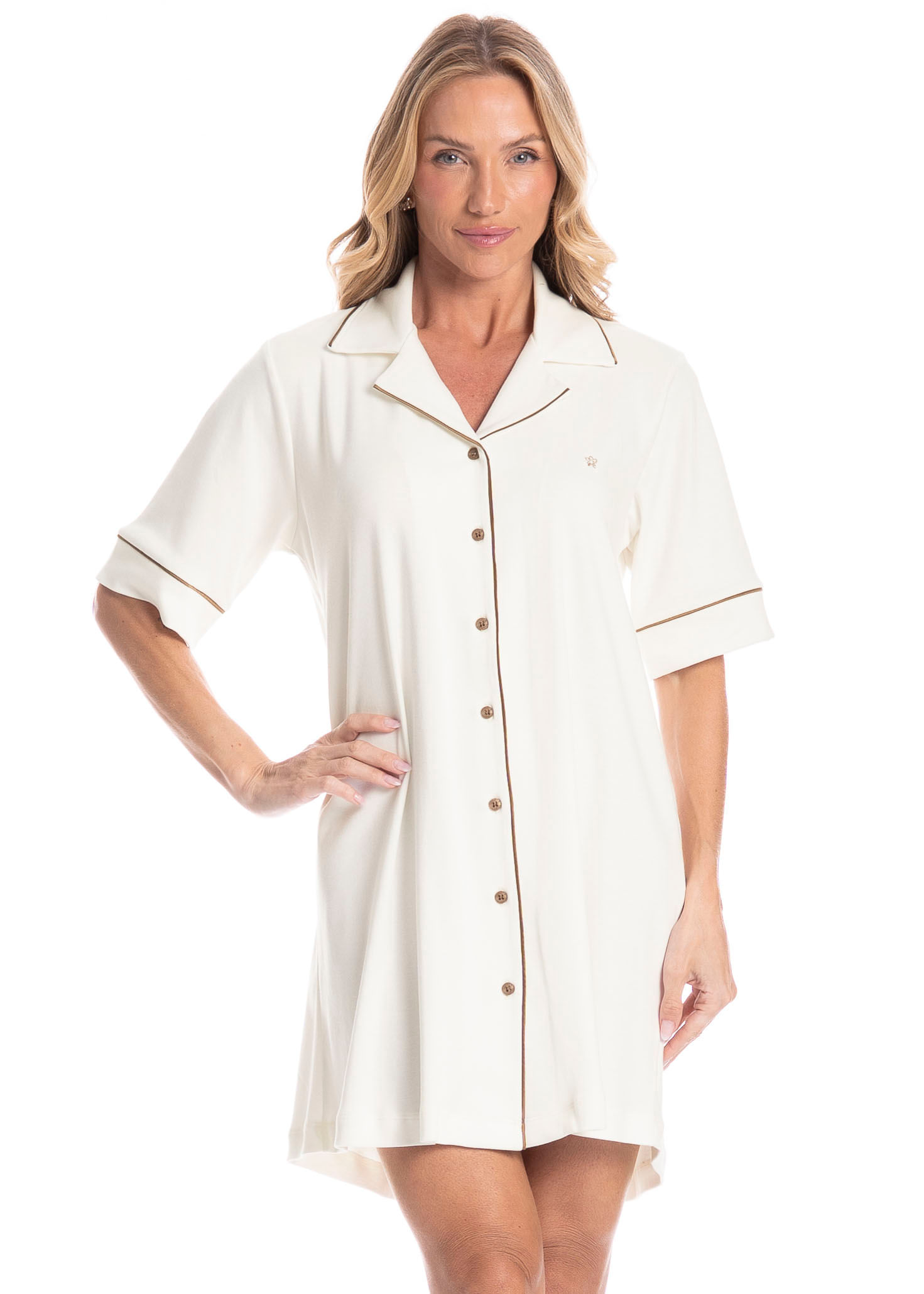 Camisão Feminino Abotoado Bela - Imagem 1
