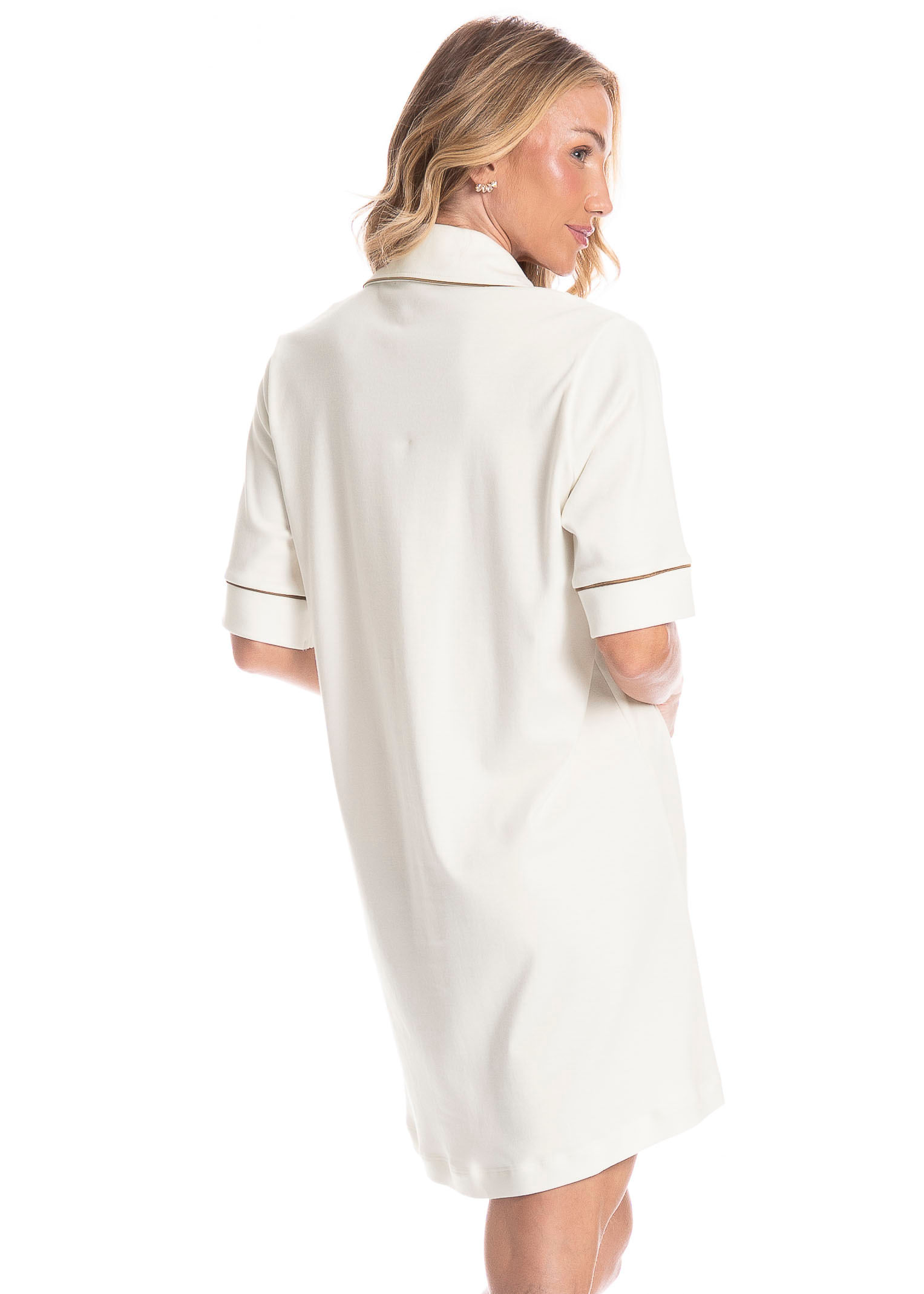 Camisão Feminino Abotoado Bela Branco - Imagem 2