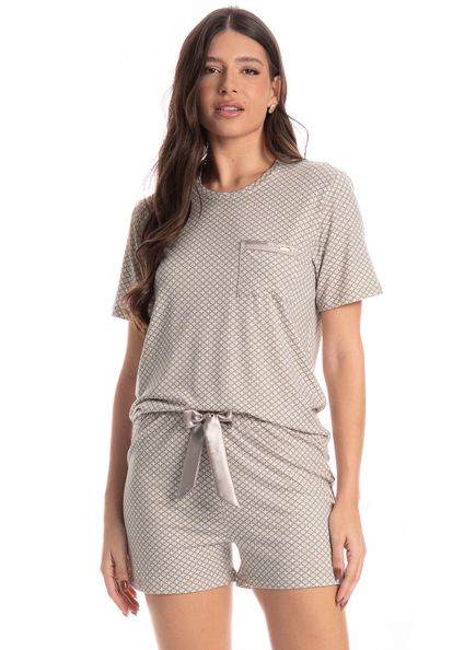 Pijama Feminino Curto Vanessa Bege - Imagem 1