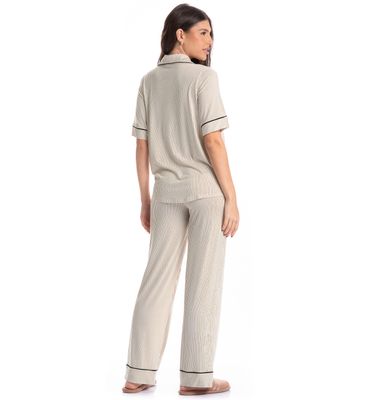 Pijama Americano Feminino Longo Manga Curta Ginger - Imagem 2 - Mobile