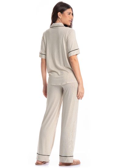 Pijama Americano Feminino Longo Manga Curta Ginger - Imagem 2 - Desktop