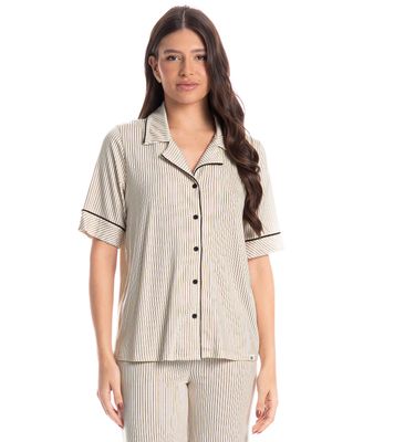 Pijama Americano Feminino Longo Manga Curta Ginger - Imagem 3 - Mobile