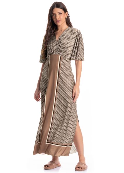 Kaftan Feminino Longo Geometric Preto - Imagem 1