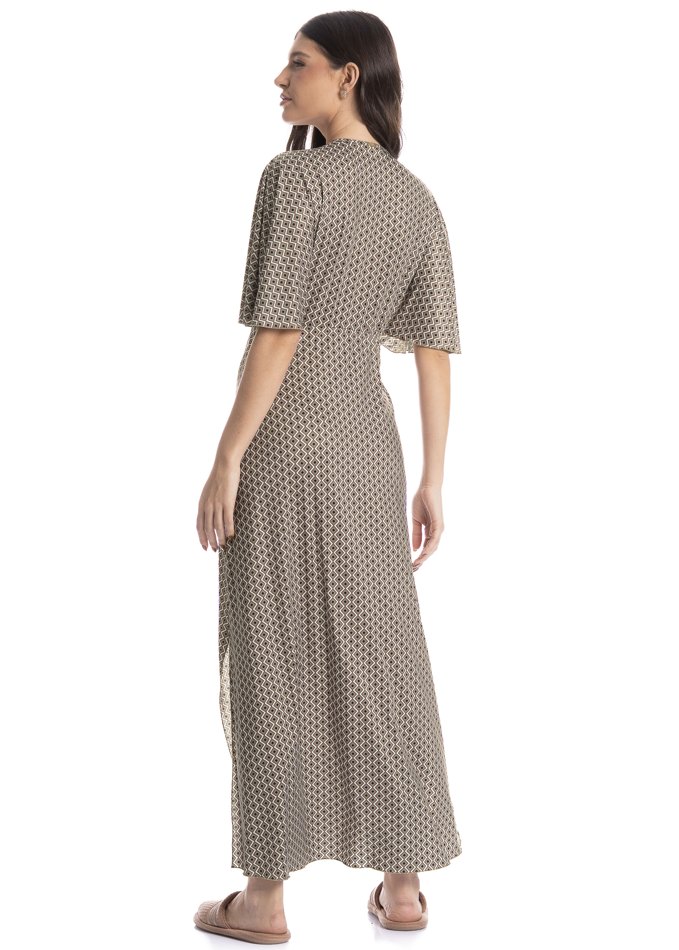 Kaftan Feminino Longo Geometric Preto - Imagem 2
