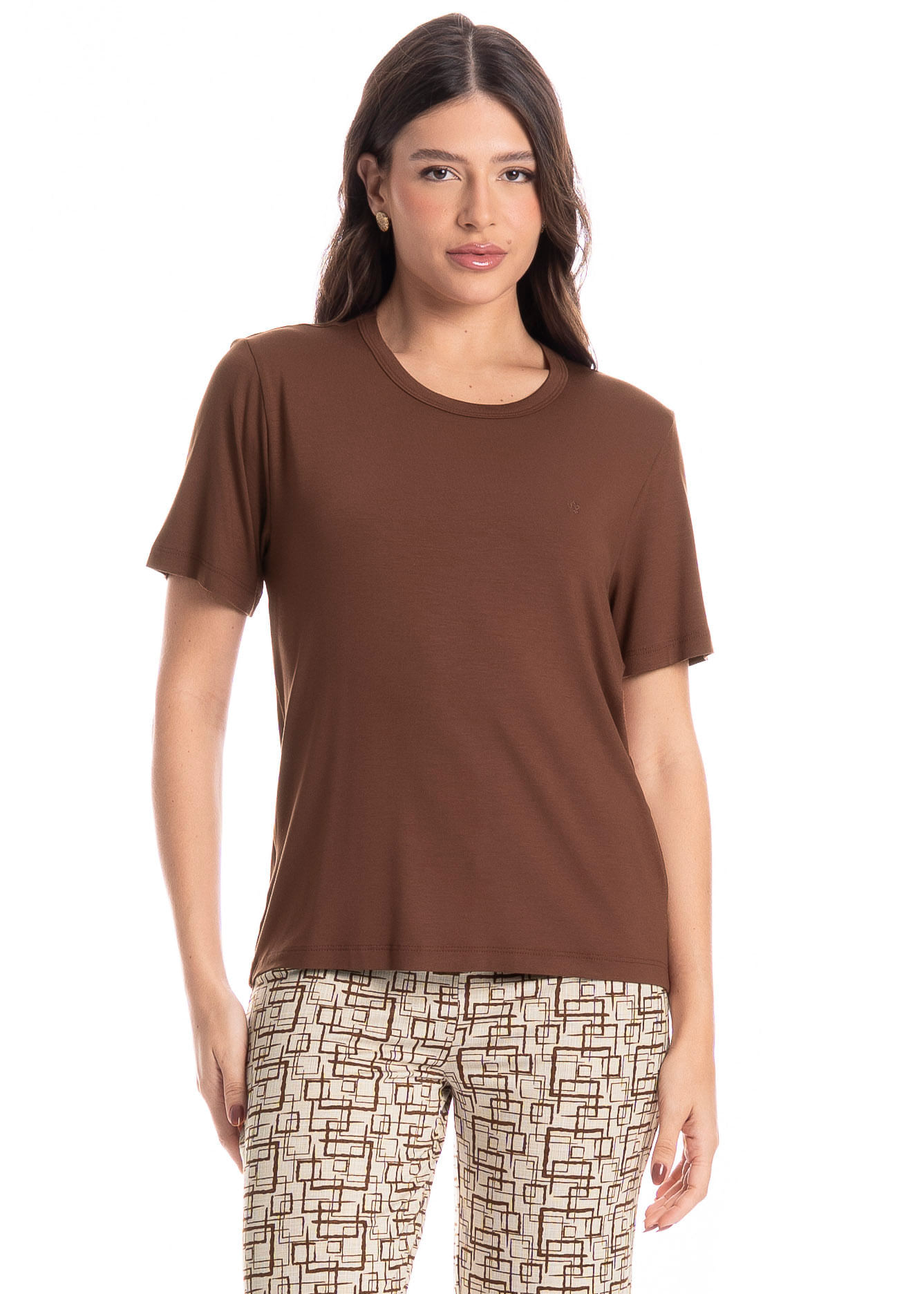Pijama Feminino Pescador Grid - Imagem 3 - Mobile