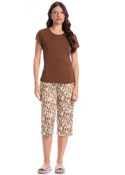 Pijama Feminino Pescador Savage Marrom - Imagem 1