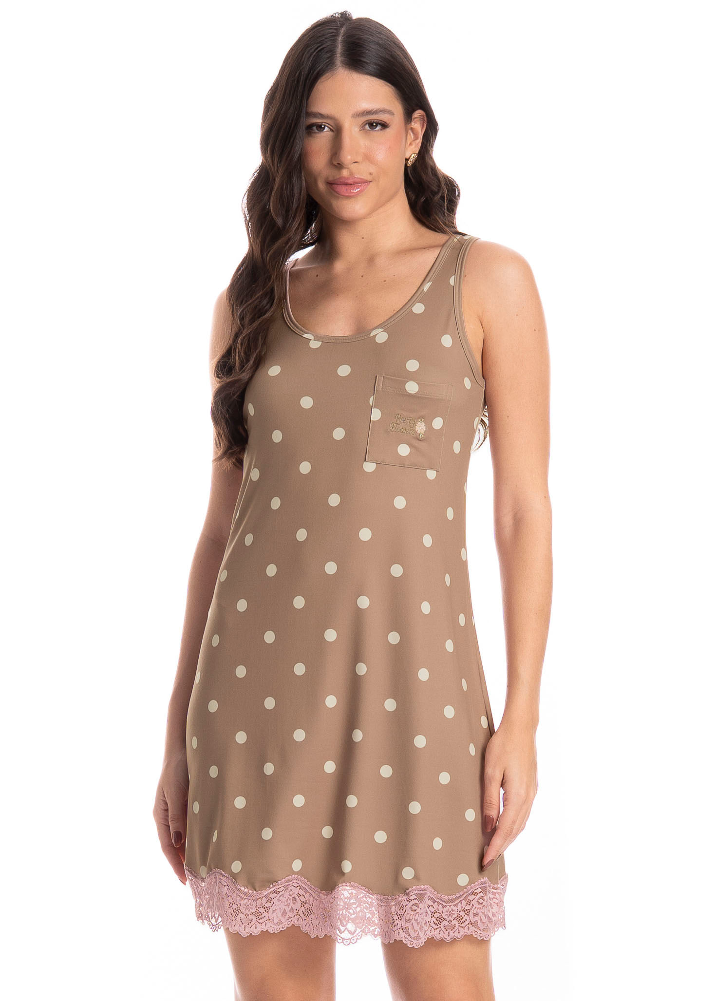Camisão Feminino Regata Carla Bege - Imagem 1
