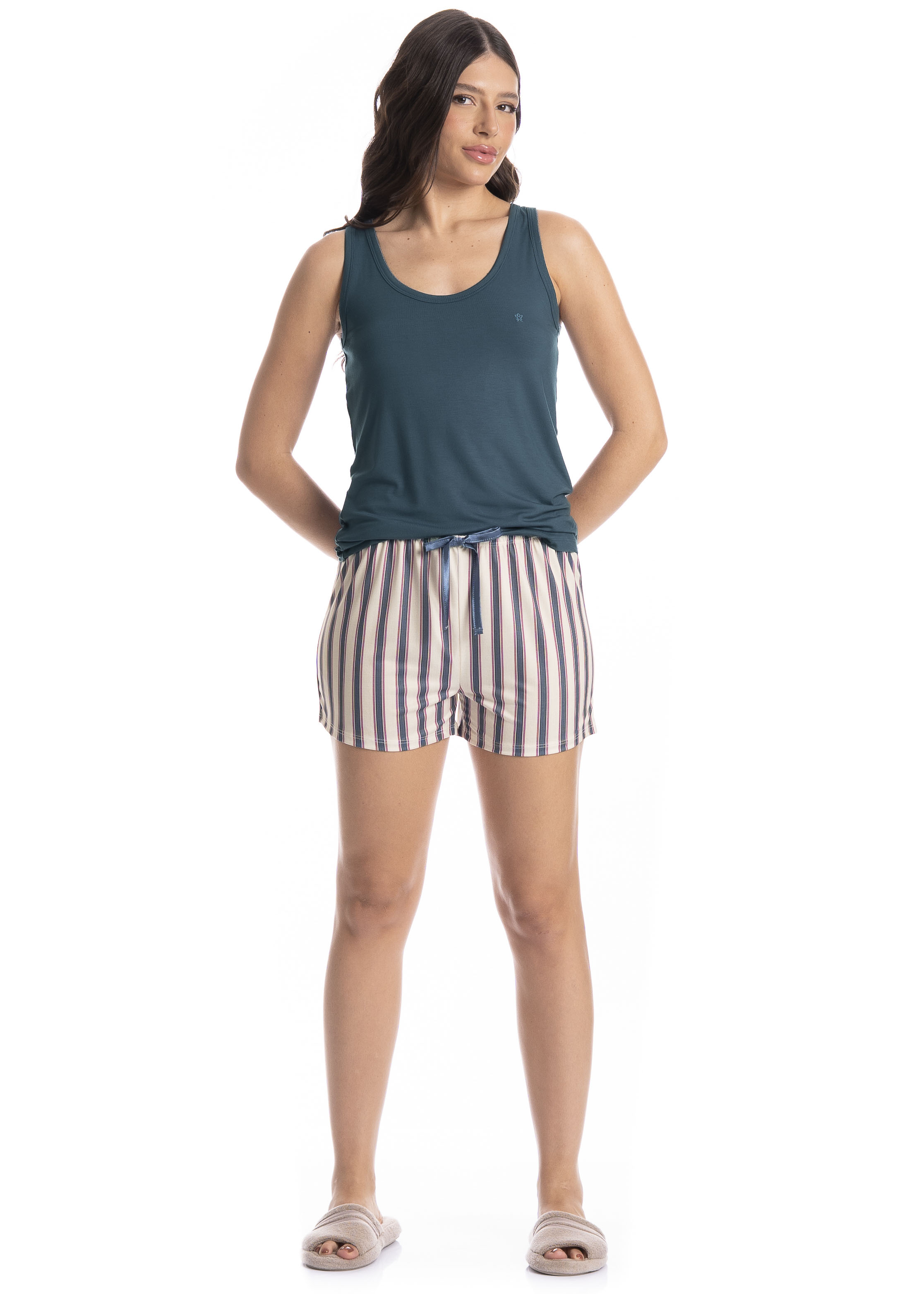 Pijama Feminino Curto Regata Milena - Imagem 3 - Mobile
