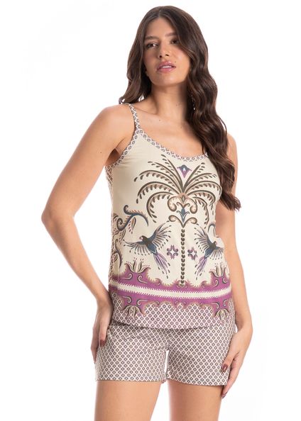 Short Doll Feminino Tropical Branco - Imagem 1