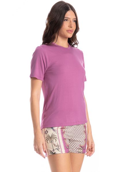 Pijama Feminino Curto Tropical Branco - Imagem 1