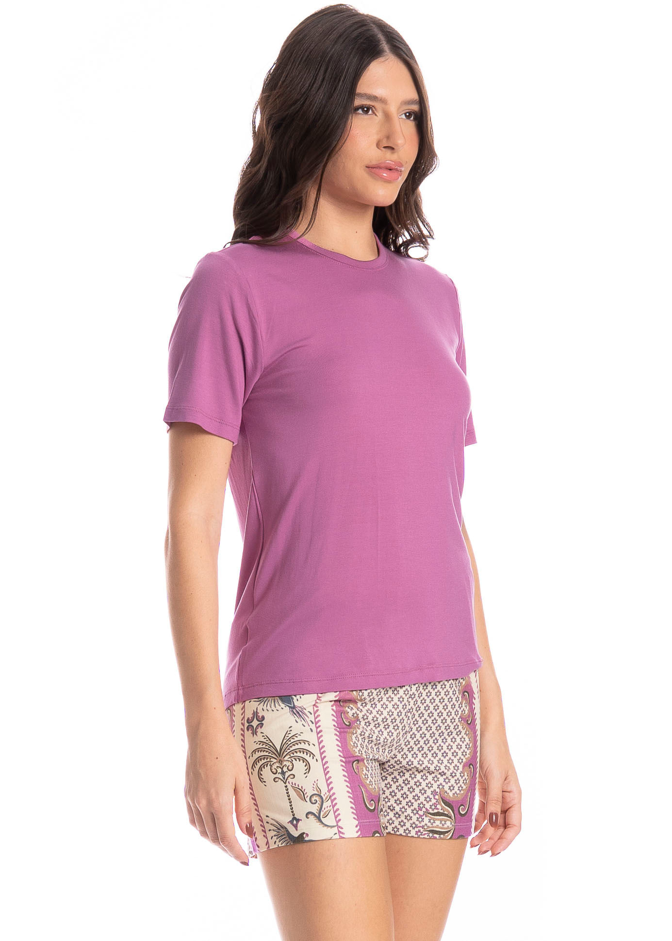 Pijama Feminino Curto Tropical Branco - Imagem 1