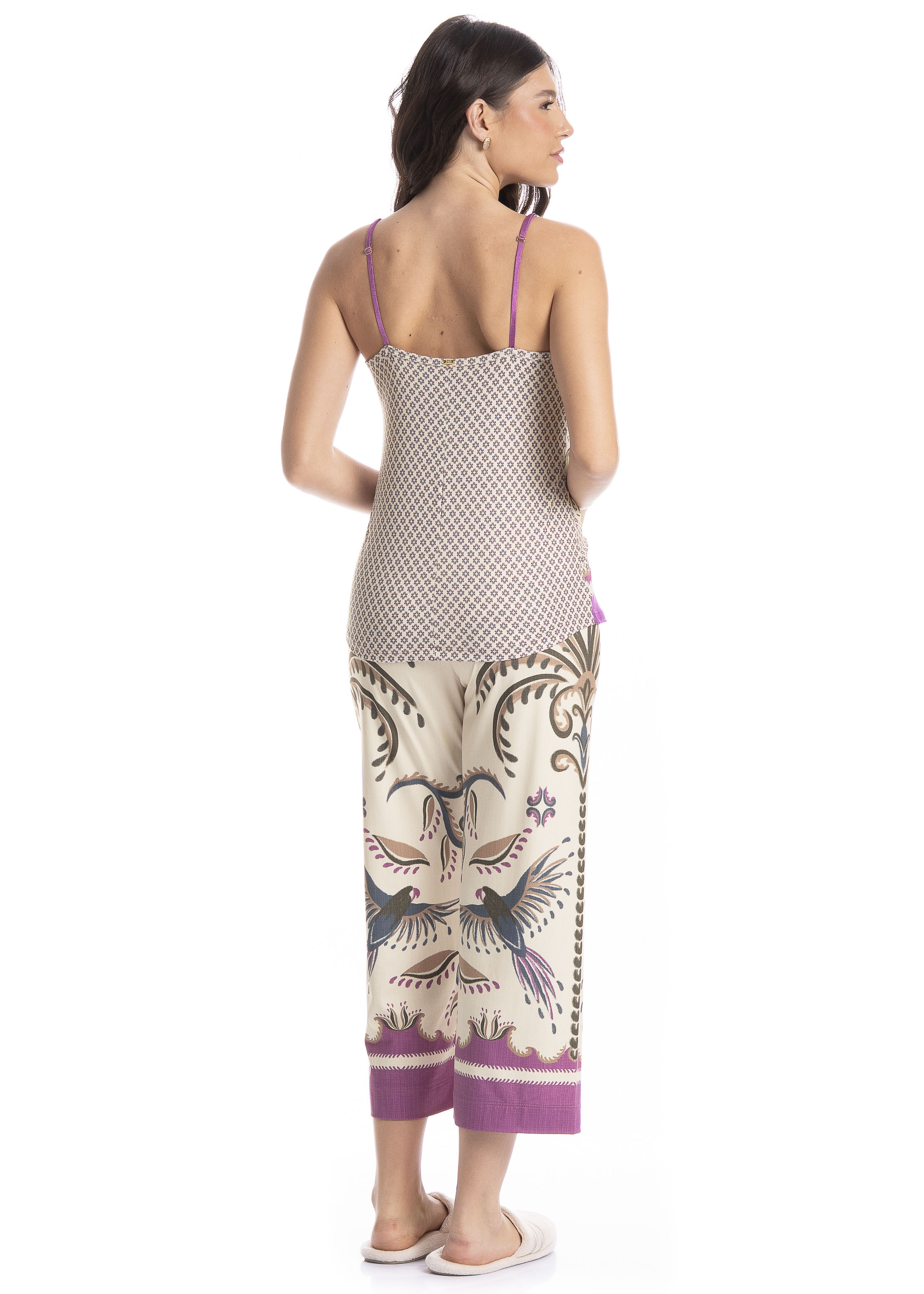 Pijama Feminino Capri Tropical - Imagem 2 - Mobile