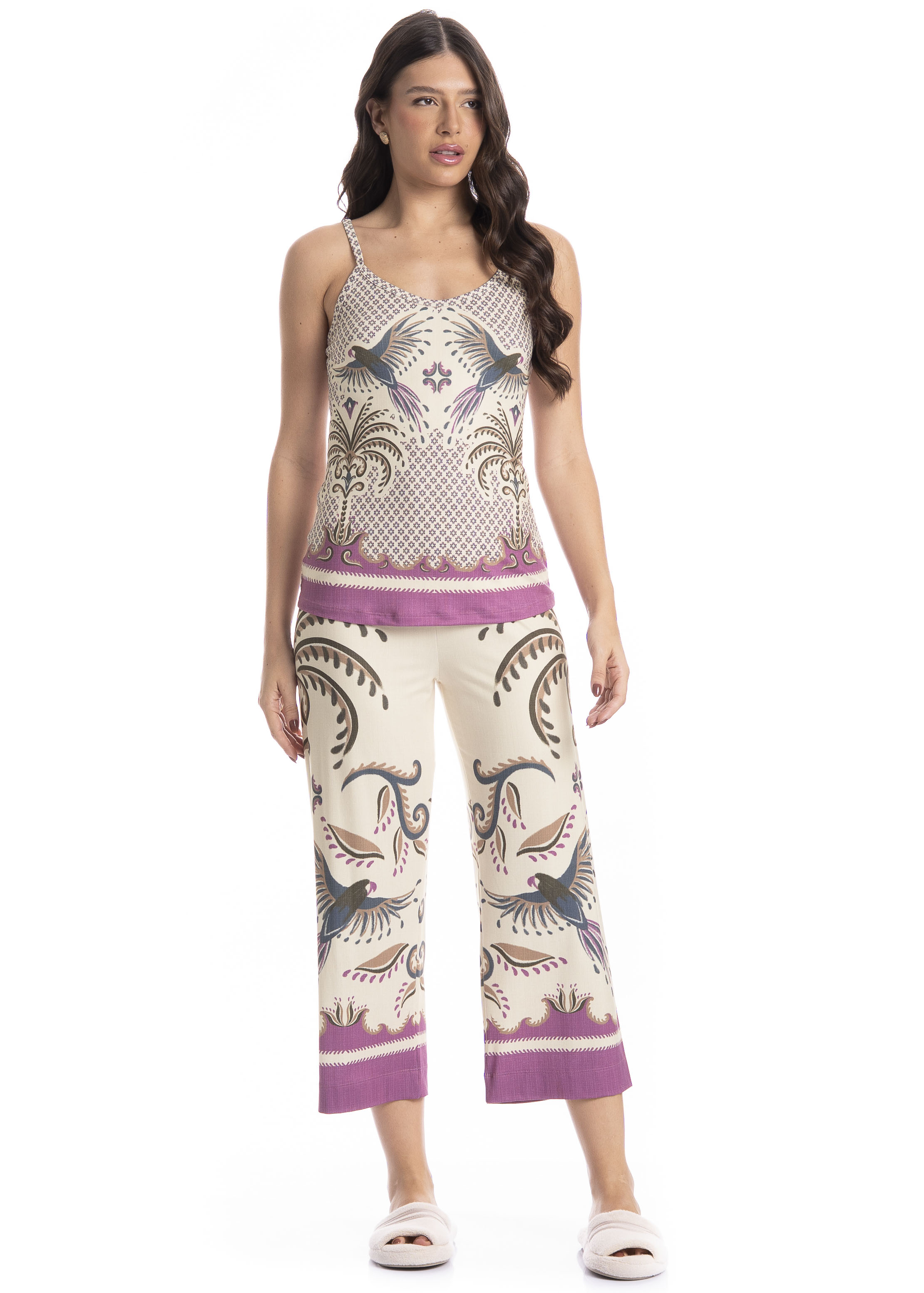 Pijama Feminino Capri Tropical - Imagem 1