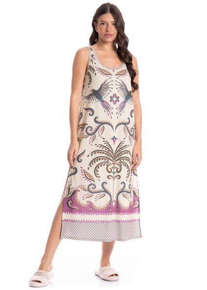 Vestido Feminino Longo Tropical Branco - Imagem 1