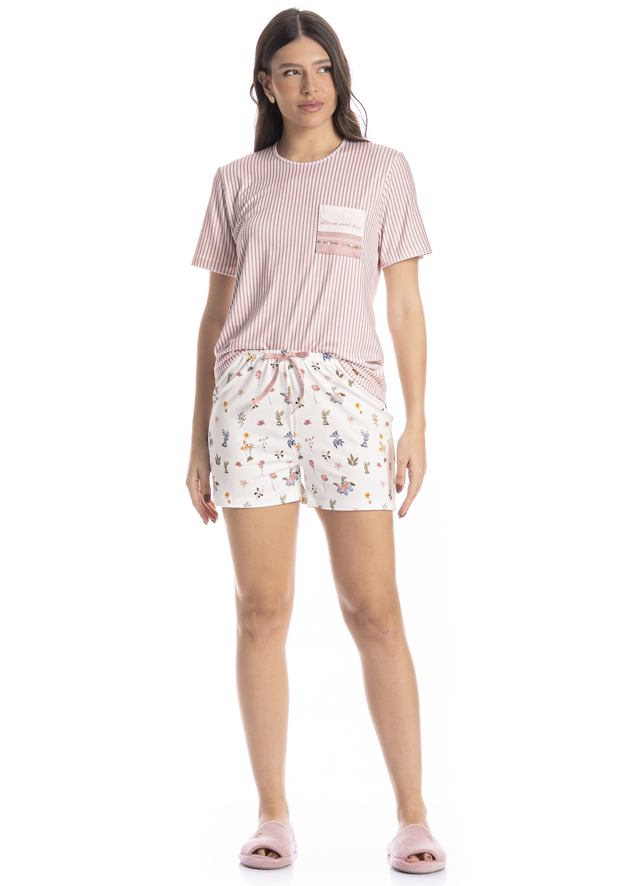 Pijama Feminino Curto Romantic - Imagem 3 - Mobile