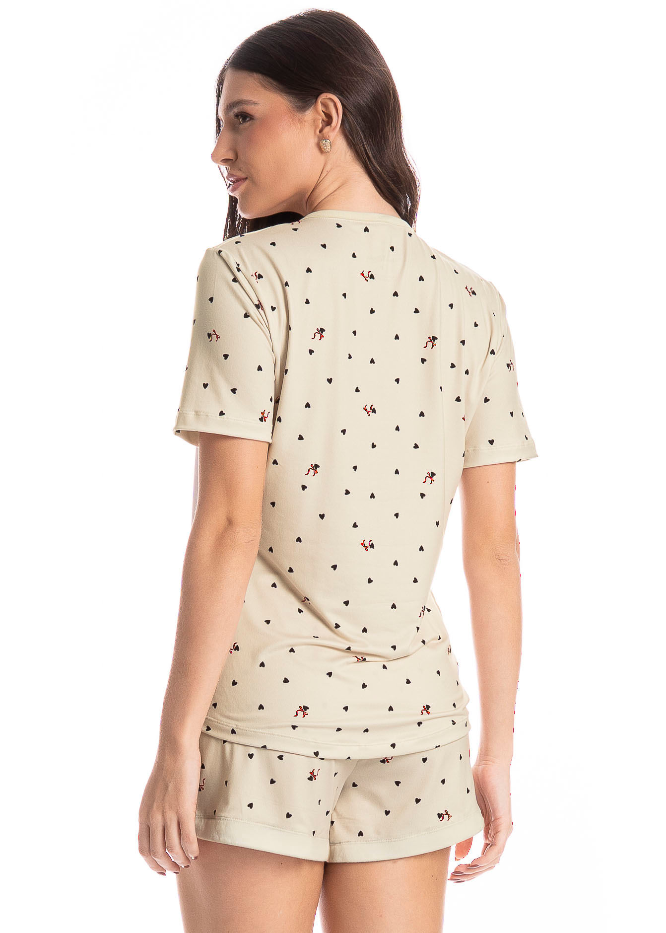 Pijama Feminino Curto Corações - Imagem 2 - Mobile