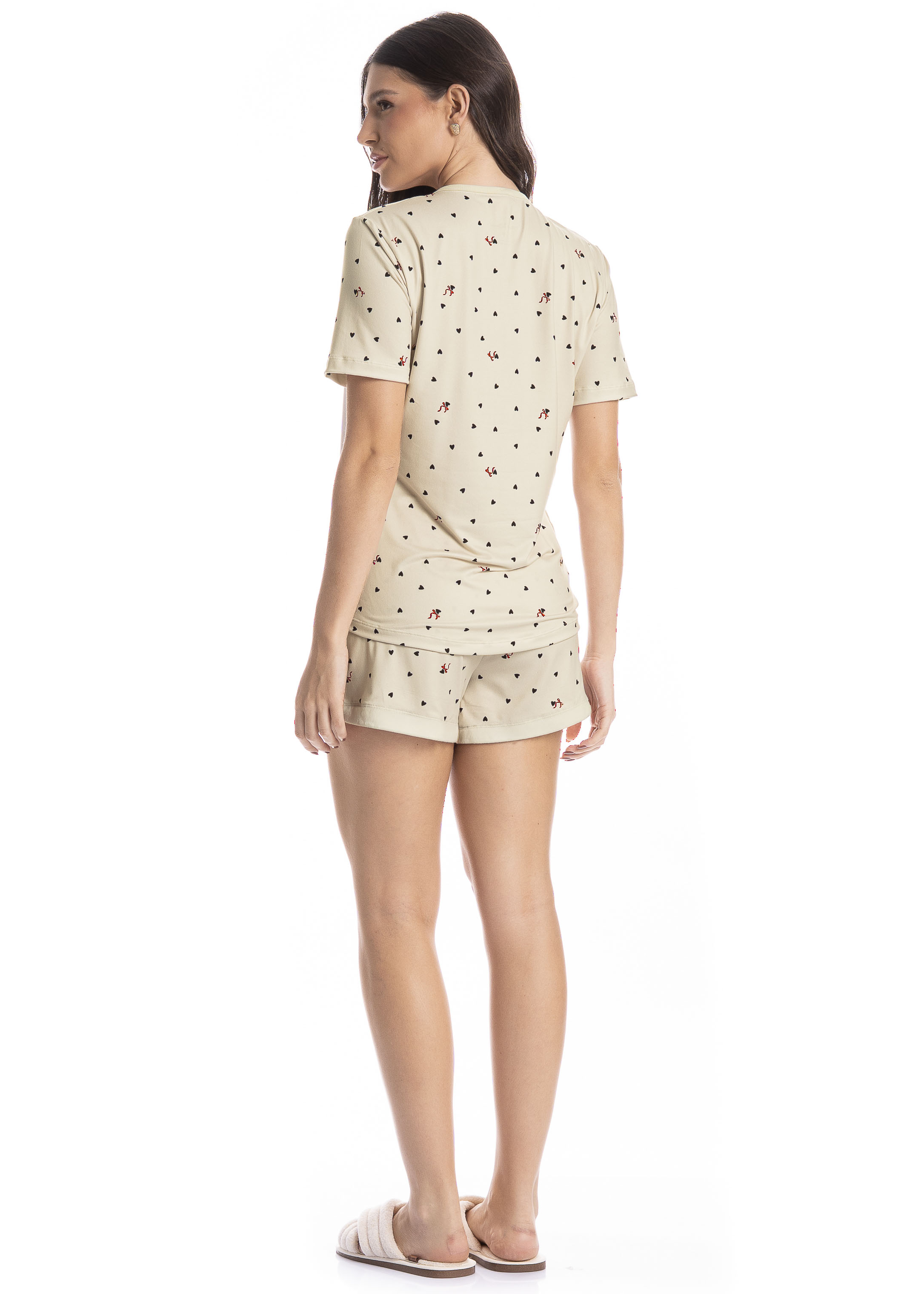 Pijama Feminino Curto Corações - Imagem 4 - Mobile