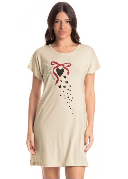 Camisão Feminino Corações Branco - Imagem 1