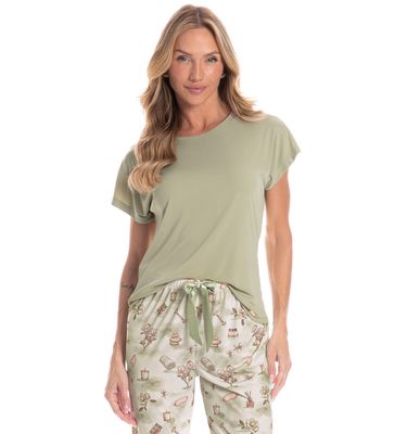 Pijama Feminino Longo Manga Curta Spa - Imagem 3 - Mobile