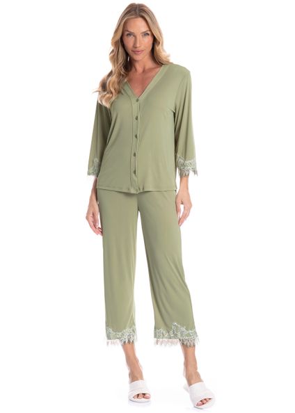 Pijama Americano Capri Feminino Essência Verde - Imagem 1