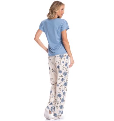 Pijama Feminino Longo Manga Curta Áurea - Imagem 2 - Mobile