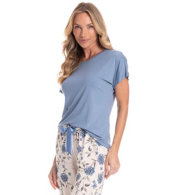 Pijama Feminino Longo Manga Curta Áurea - Imagem 4 - Mobile