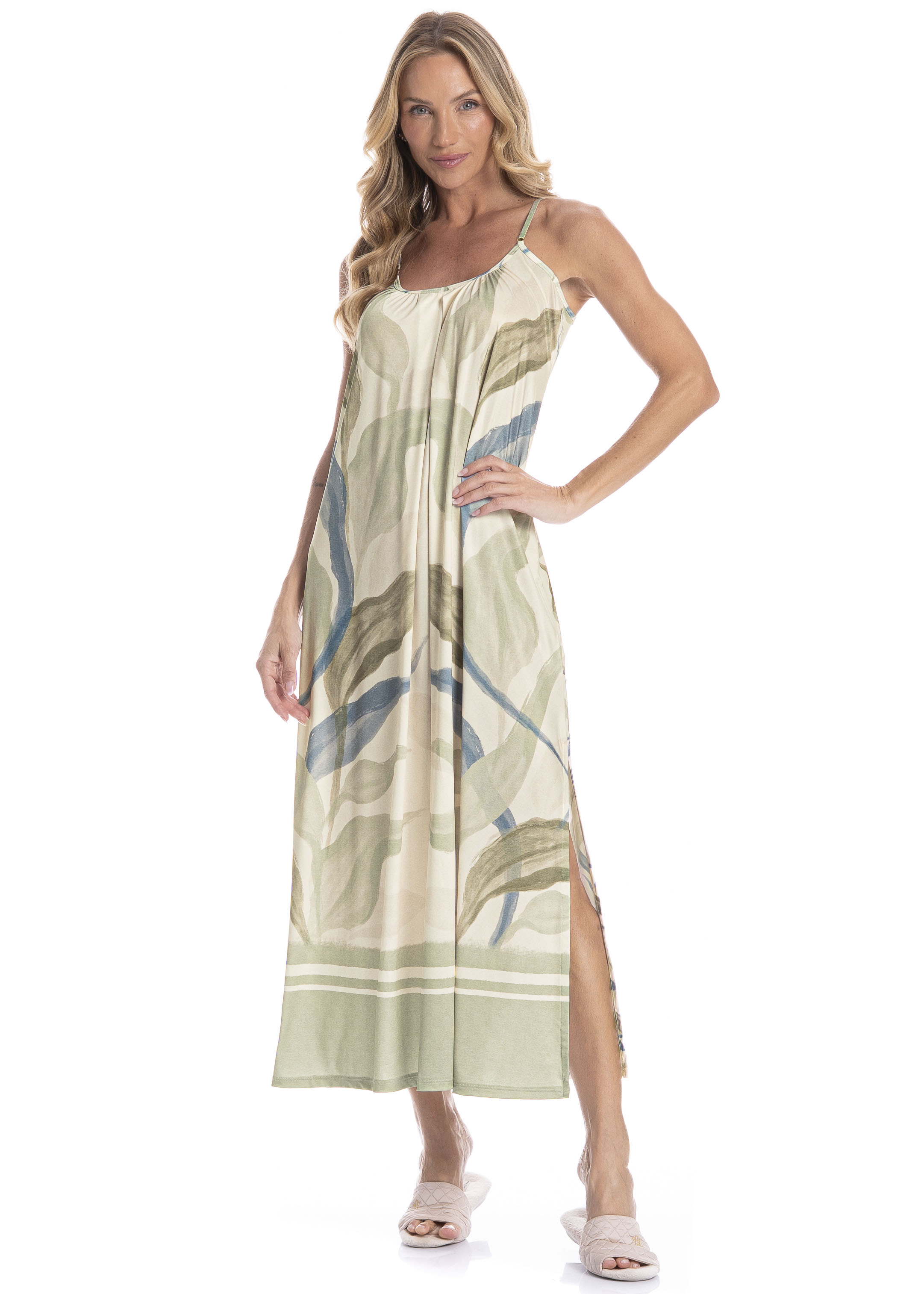 Vestido Feminino Midi Sybille Folha - Imagem 1