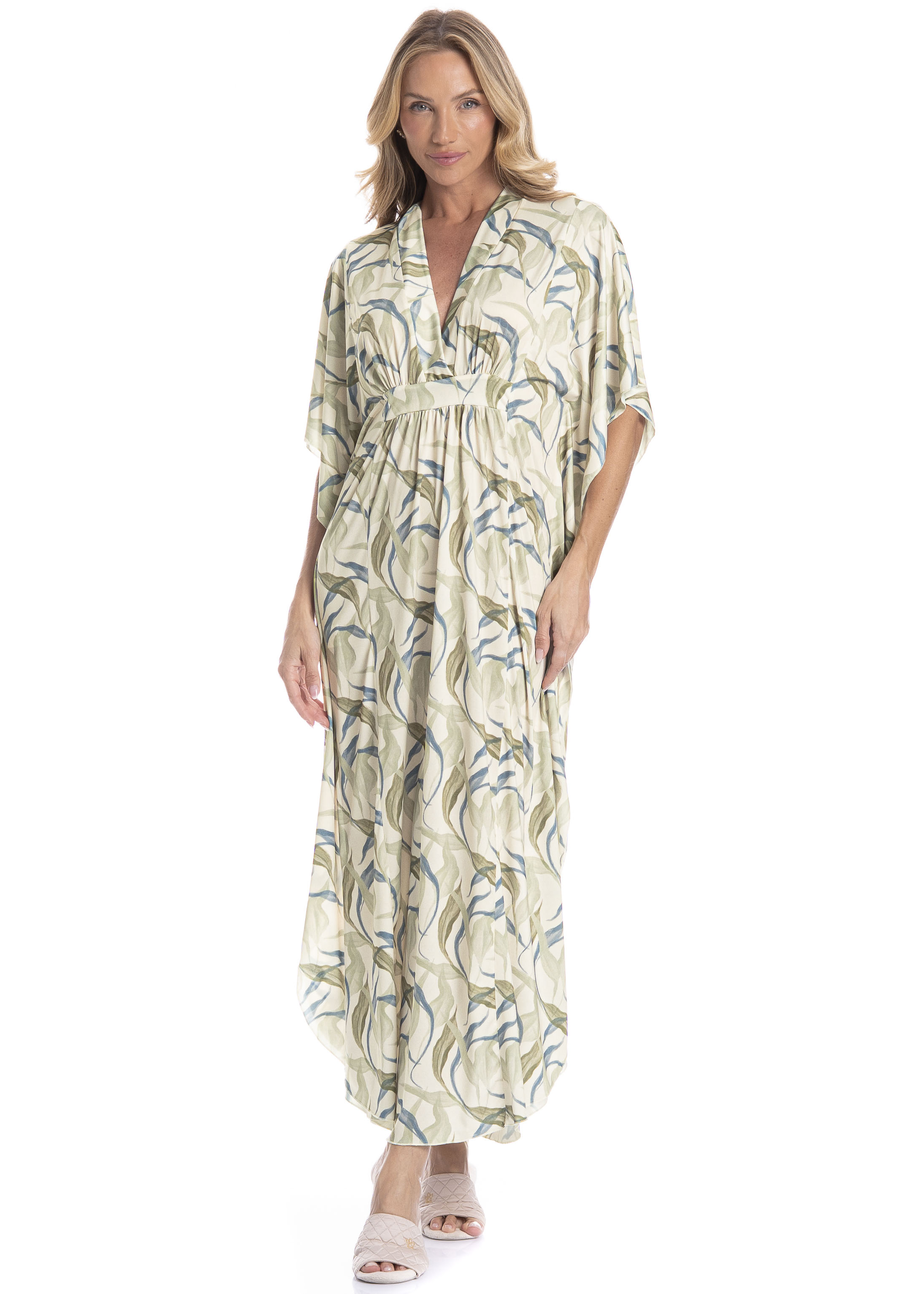 Kaftan Feminino Longo Folha - Imagem 1