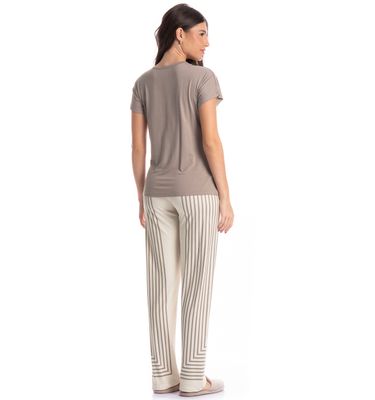 Pijama Feminino Longo Manga Curta Linéa - Imagem 2 - Mobile