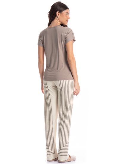 Pijama Feminino Longo Manga Curta Linéa - Imagem 2 - Desktop