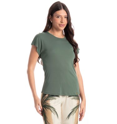 Pijama Feminino Longo Manga Curta Coqueiros - Imagem 3 - Mobile