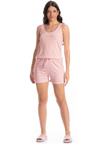 Pijama Feminino Curto Regata Vichy - Imagem 3 - Desktop