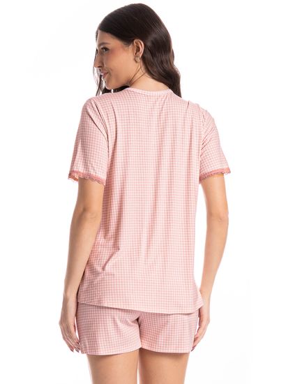 Pijama Americano Feminino Curto Vichy - Imagem 2 - Desktop
