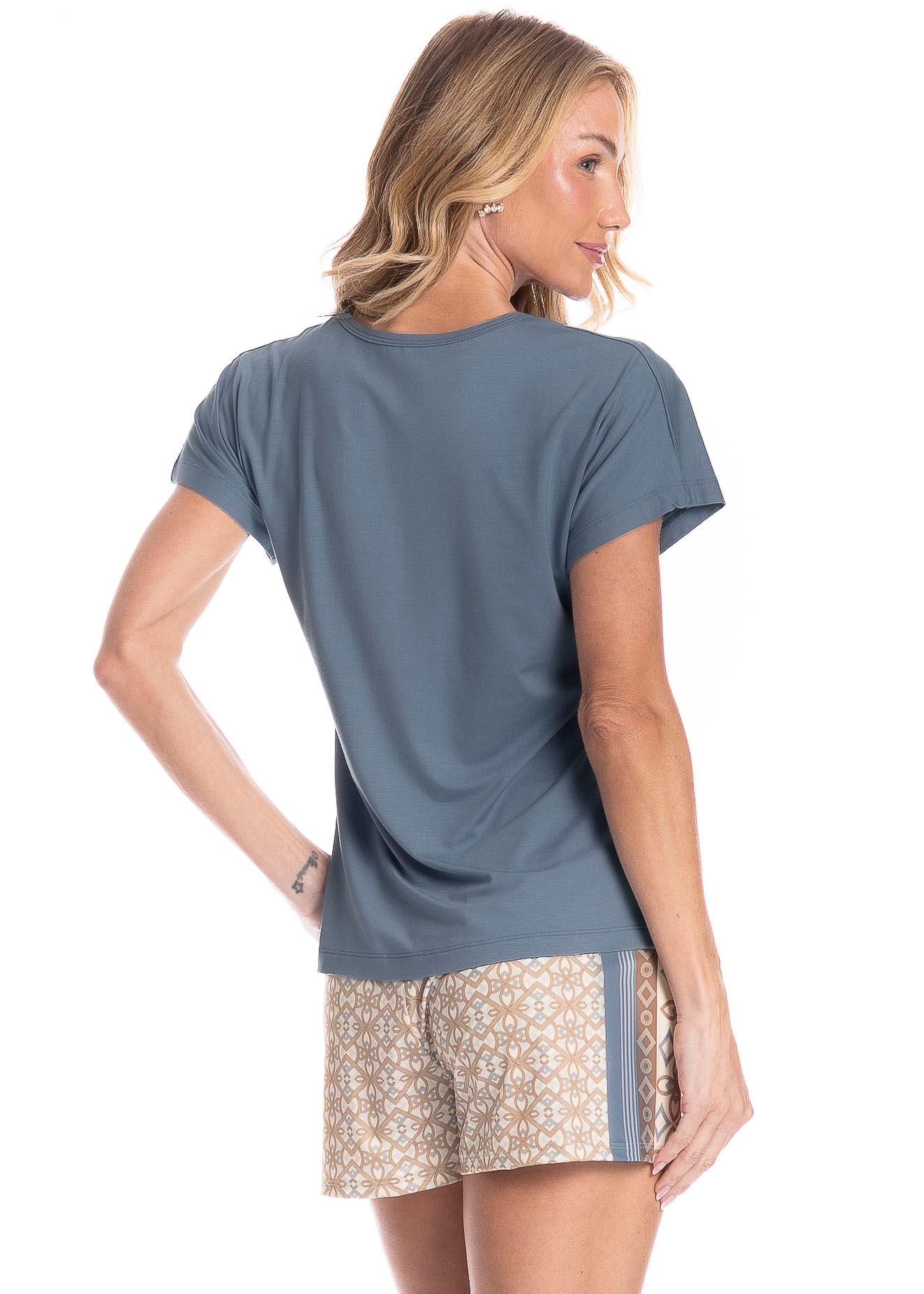 Pijama Feminino Curto Jaque Azul-2 - Imagem 2