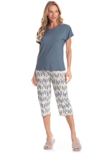 Pijama Feminino Pescador Analu Azul-2 - Imagem 1