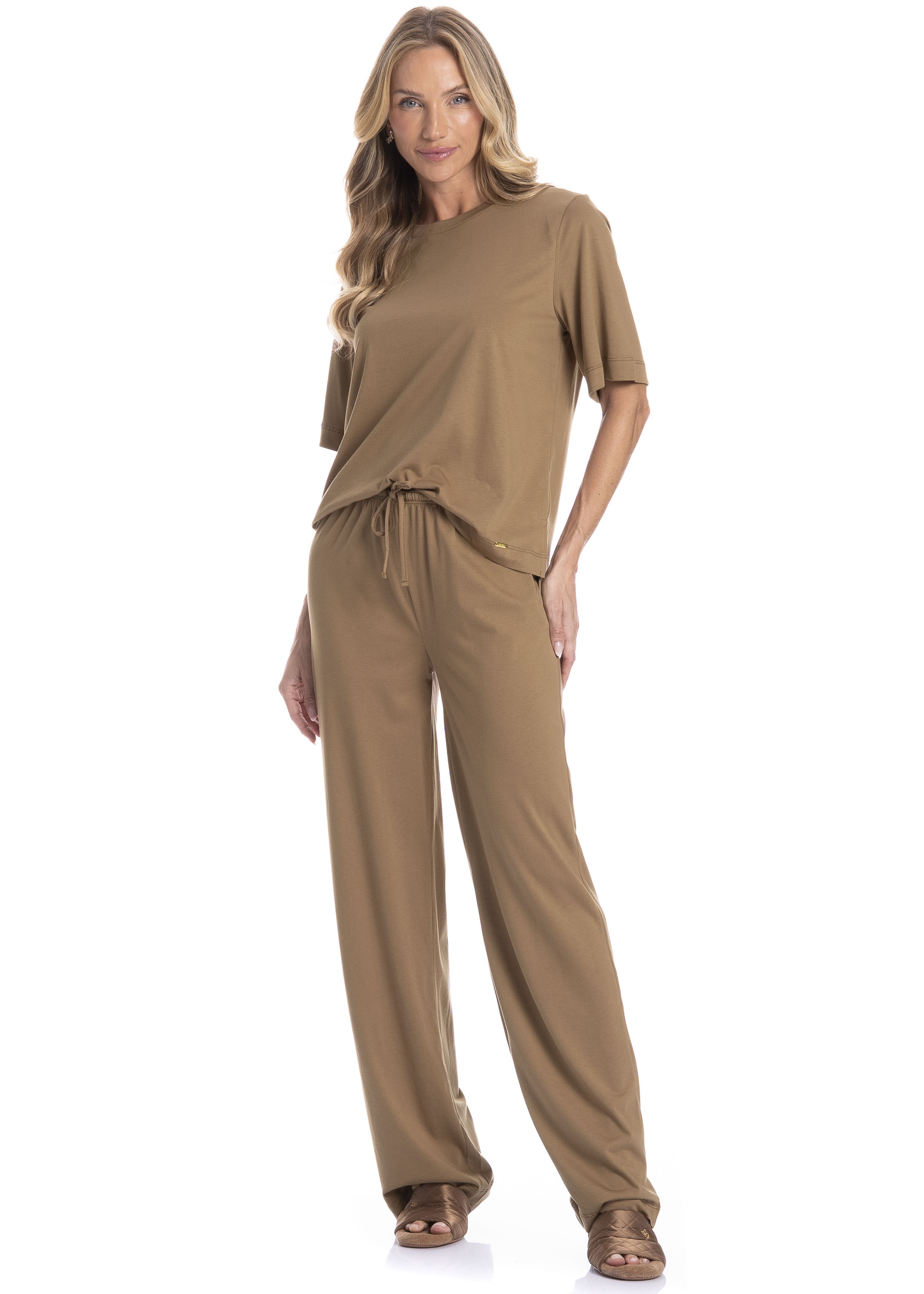 Conjunto Feminino Longo Manga Curta Sofia - Imagem 1