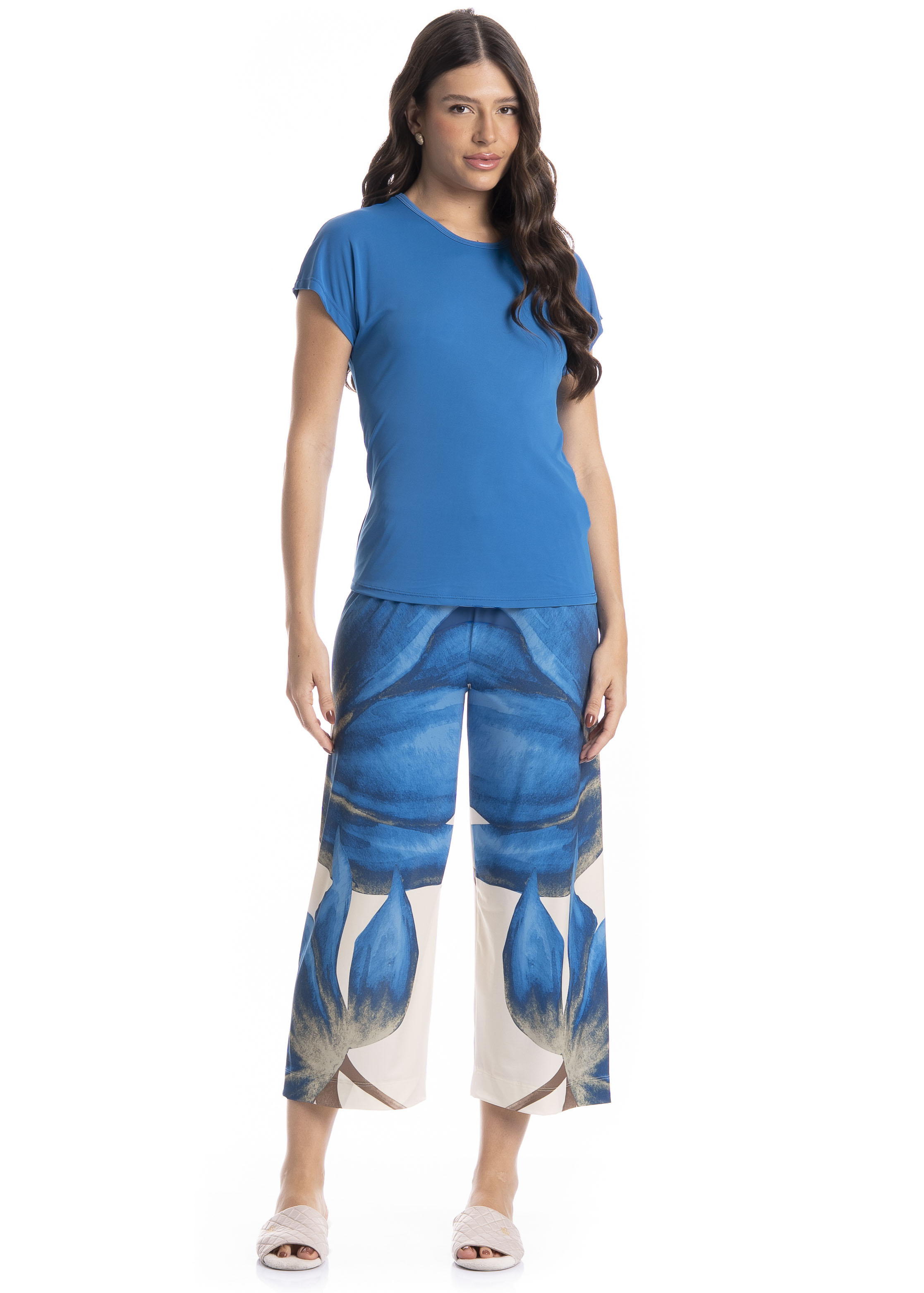 Pijama Feminino Capri Yasmin Azul-2 - Imagem 1