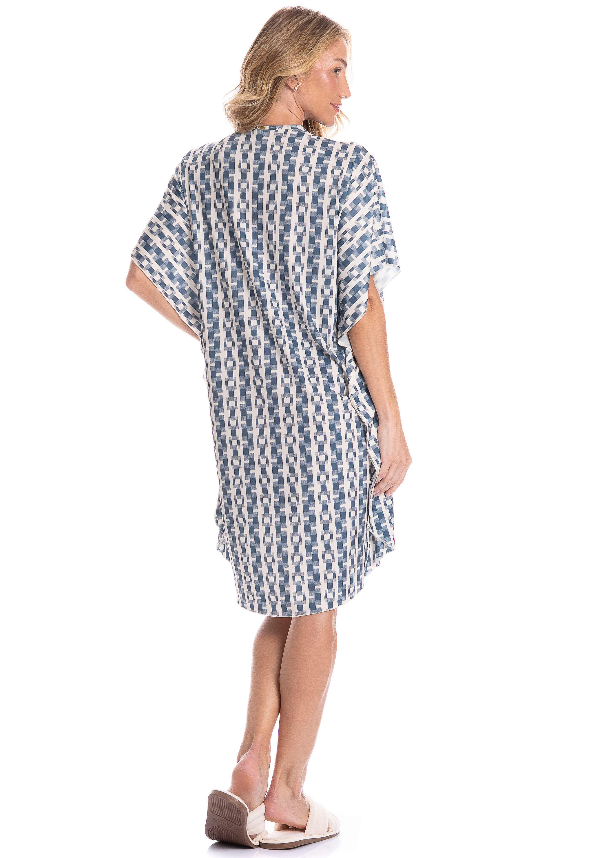 Kaftan Feminino Médio Brisa Azul-marinho - Imagem 2