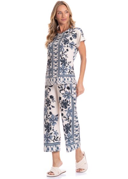 Pijama Feminino Capri Brisa Azul-marinho - Imagem 1