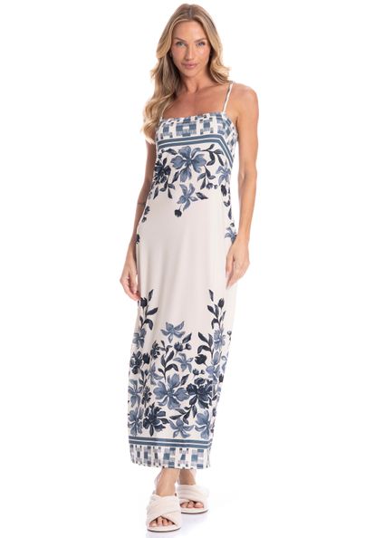 Vestido Longo Feminino Brisa Azul-marinho - Imagem 1