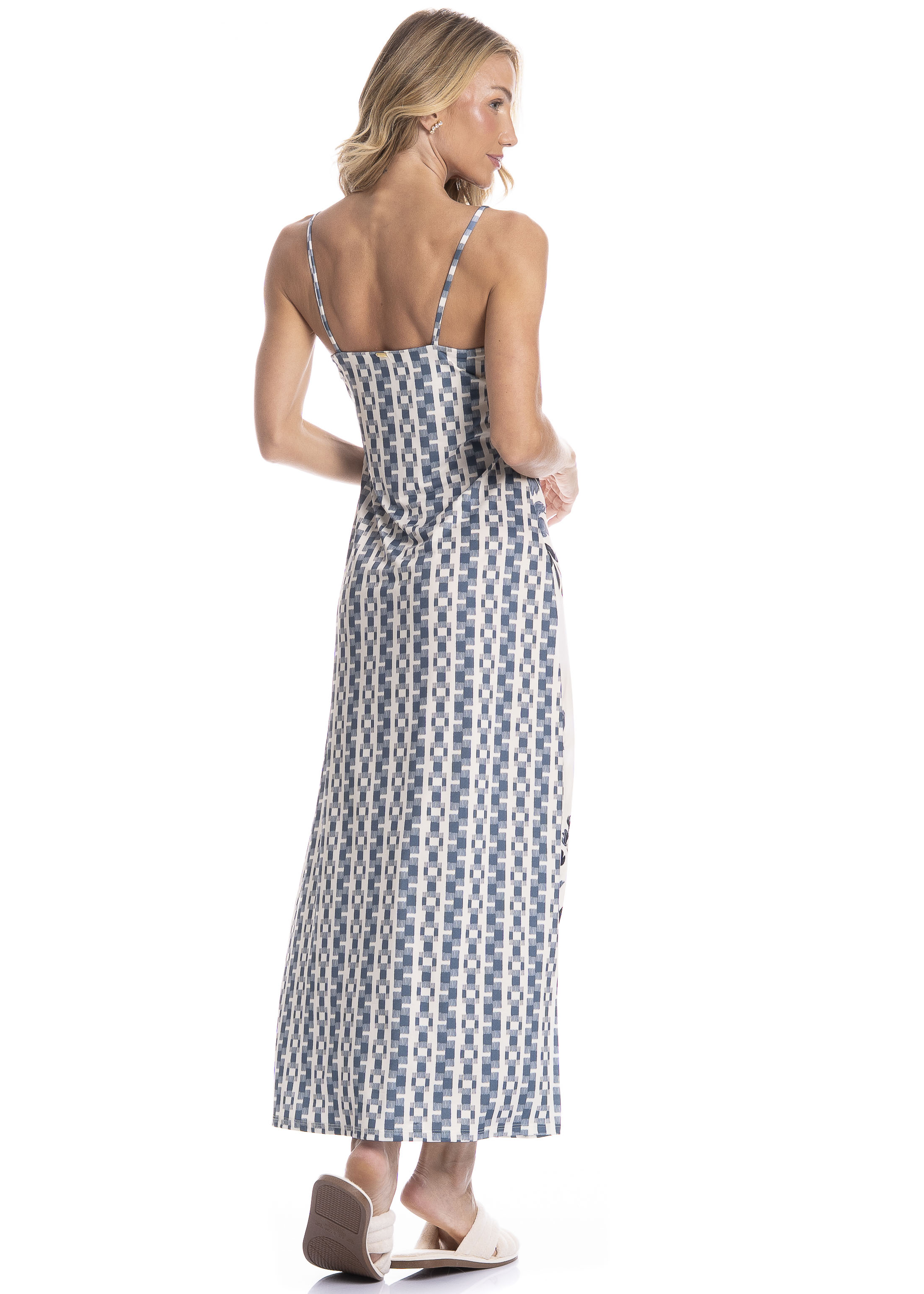 Vestido Longo Feminino Brisa Azul-marinho - Imagem 2