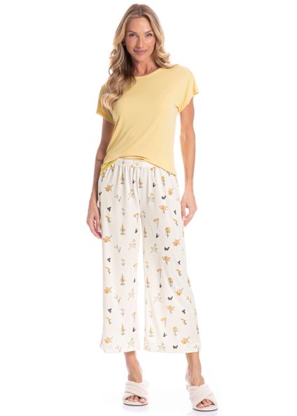Pijama Feminino Capri Mila Amarelo - Imagem 1