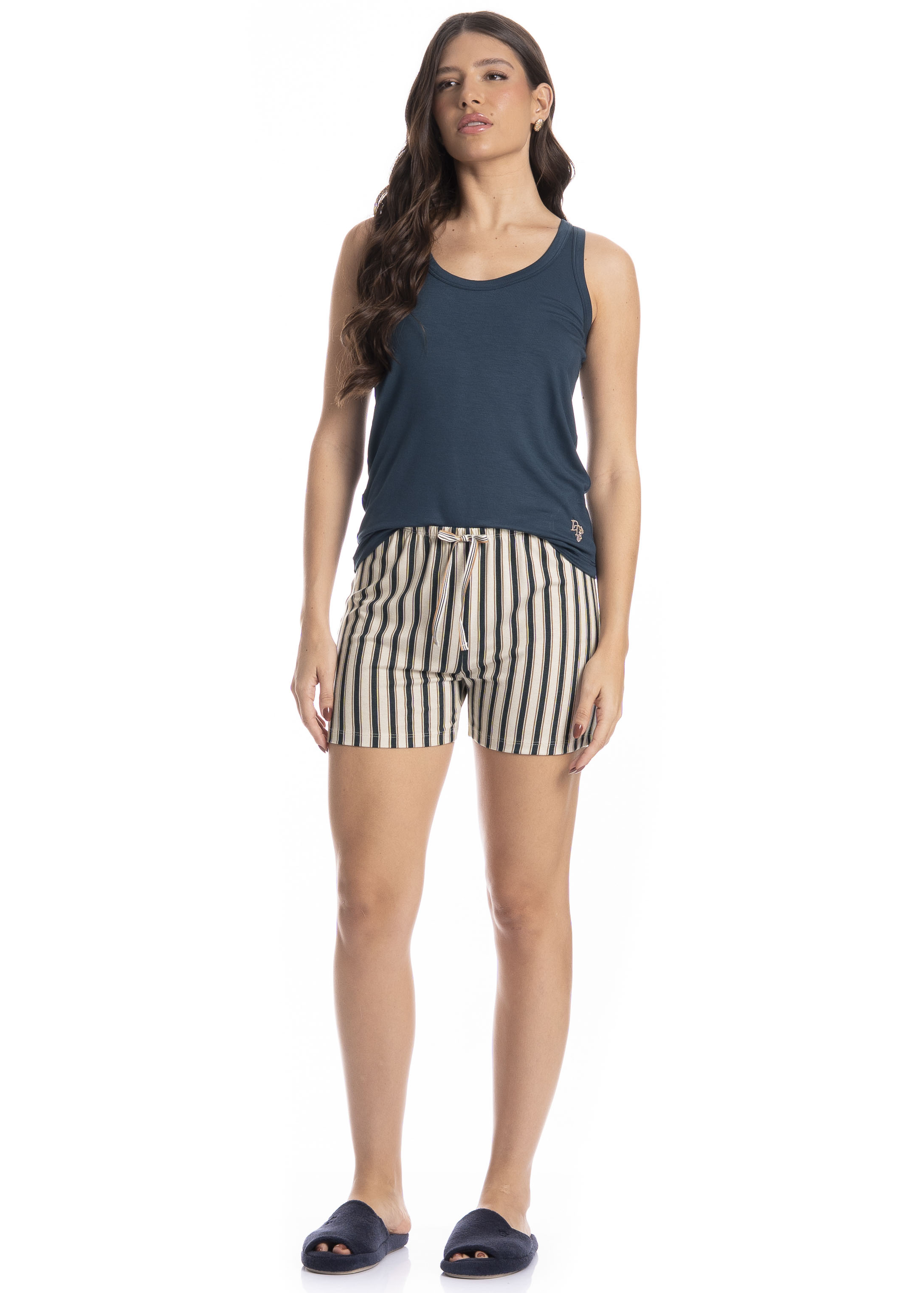 Pijama Feminino Curto Regata Leila - Imagem 3 - Mobile