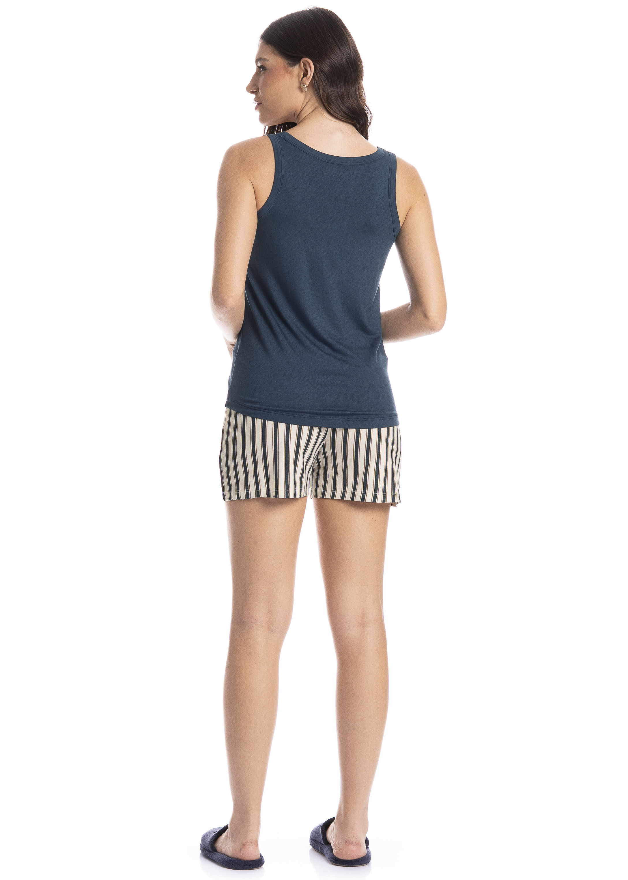 Pijama Feminino Curto Regata Leila - Imagem 4 - Mobile
