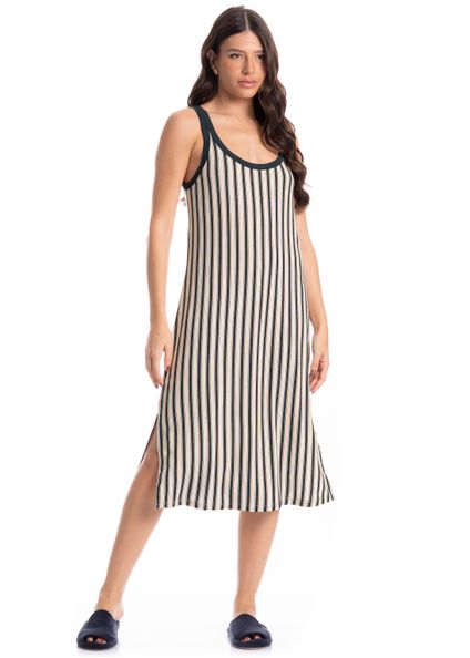 Vestido Midi Regata Leila Azul-marinho - Imagem 1