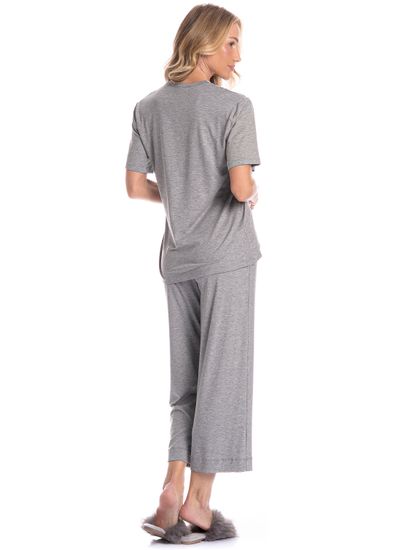 Pijama Feminino Capri Manga Curta Érica - Imagem 2 - Desktop