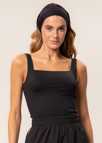 Regata Feminina Squareneck Contour Preto - Imagem 1