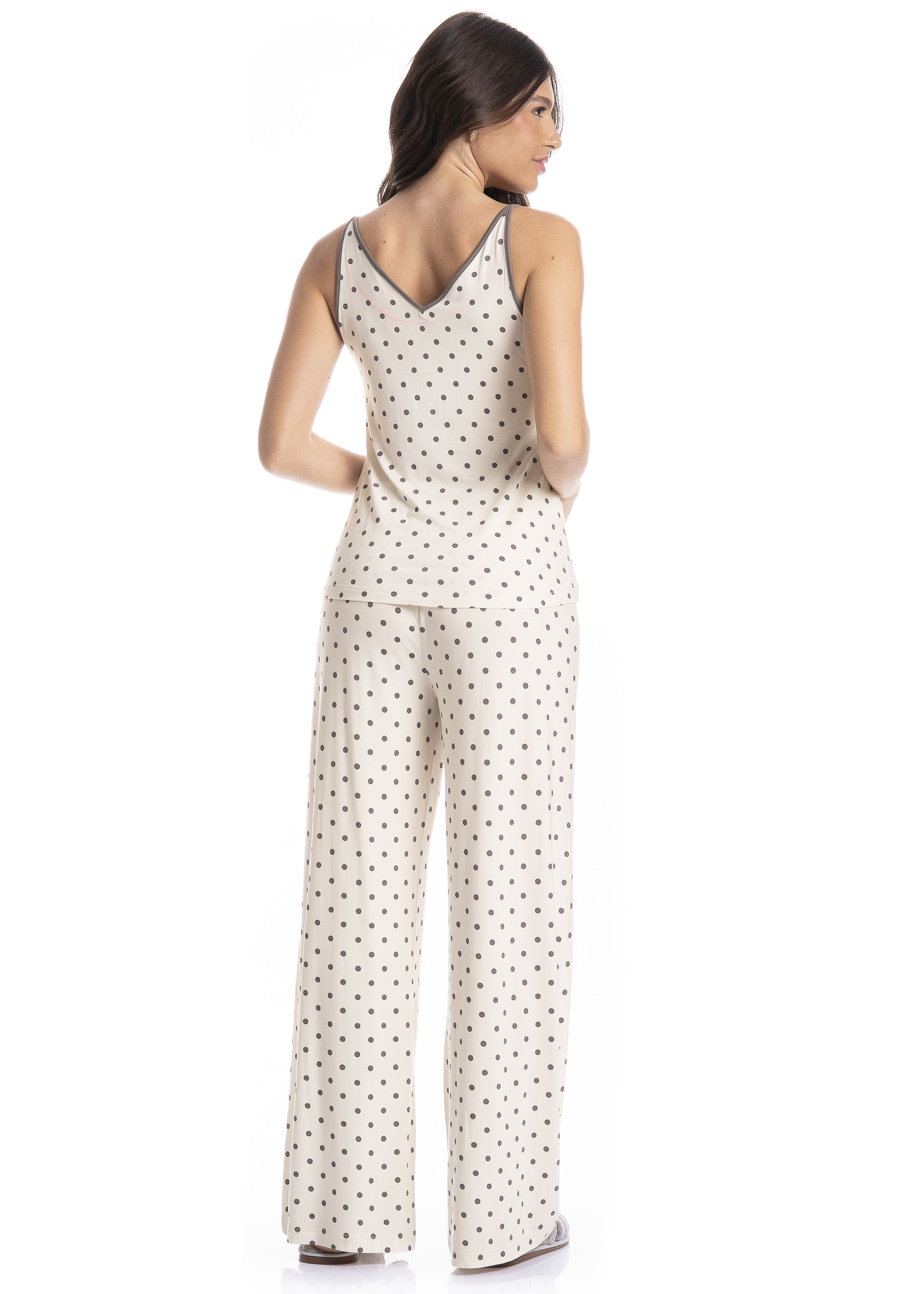 Pijama Feminino Longo Pati Cinza - Imagem 2