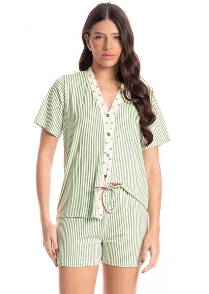 Pijama Americano Feminino Curto Lola Verde - Imagem 1