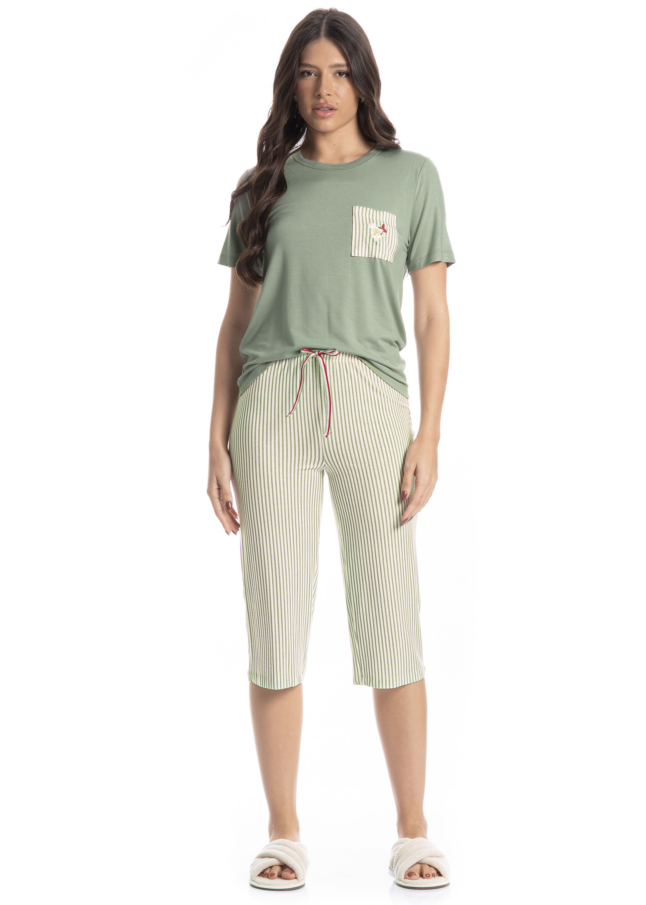 Pijama Feminino Pescador Lola Verde - Imagem 1